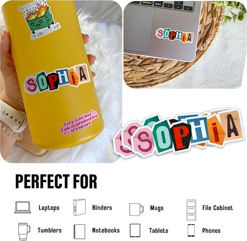 Custom Name Sticker Personalized Vintage Flowers Name Decal Stickers Waterproof Die-Cut Vinyl Laptop, Water Bottle, Kindle, Phone, Mug, Tumbler, Funny Birthday Gifts for Her Him in Saudi Arabia