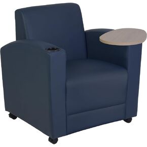 Romig Stellar Tablet Arm Chair with 360-Degree Swiveling Tablet, Black Upholstery, Java Finish, Ergonomic Design for Office, Home, Study, or Lounge Seating in Saudi Arabia