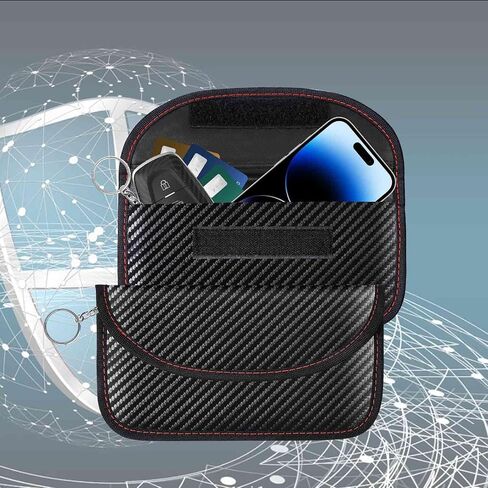 2 Pack Faraday Bags for Key Fob Cell Phone, 8.3x4.3in Faraday Pouch Car Keys RFID Signal Blocking Holder, Waterproof Keyless Entry Blocker Protector, Anti-Theft Security Cage Case, Carbon Fiber in Saudi Arabia