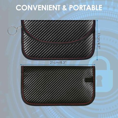 2 Pack Faraday Bags for Key Fob Cell Phone, 8.3x4.3in Faraday Pouch Car Keys RFID Signal Blocking Holder, Waterproof Keyless Entry Blocker Protector, Anti-Theft Security Cage Case, Carbon Fiber in Saudi Arabia