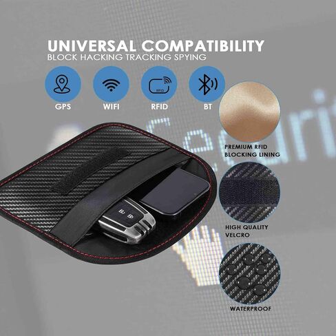 2 Pack Faraday Bags for Key Fob Cell Phone, 8.3x4.3in Faraday Pouch Car Keys RFID Signal Blocking Holder, Waterproof Keyless Entry Blocker Protector, Anti-Theft Security Cage Case, Carbon Fiber in Saudi Arabia