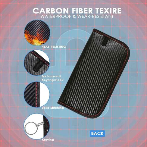 2 Pack Faraday Bags for Key Fob Cell Phone, 8.3x4.3in Faraday Pouch Car Keys RFID Signal Blocking Holder, Waterproof Keyless Entry Blocker Protector, Anti-Theft Security Cage Case, Carbon Fiber in Saudi Arabia