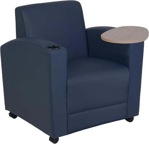 Romig Stellar Tablet Arm Chair with 360-Degree Swiveling Tablet, Black Upholstery, Java Finish, Ergonomic Design for Office, Home, Study, or Lounge Seating in Saudi Arabia