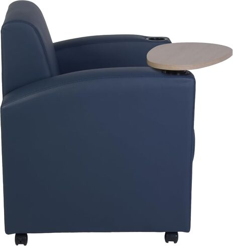 Romig Stellar Tablet Arm Chair with 360-Degree Swiveling Tablet, Black Upholstery, Java Finish, Ergonomic Design for Office, Home, Study, or Lounge Seating in Saudi Arabia