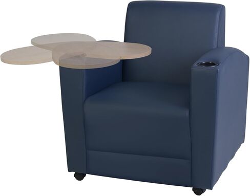 Romig Stellar Tablet Arm Chair with 360-Degree Swiveling Tablet, Black Upholstery, Java Finish, Ergonomic Design for Office, Home, Study, or Lounge Seating in Saudi Arabia