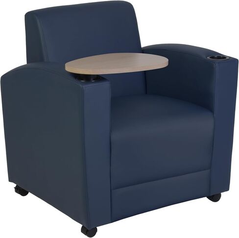 Romig Stellar Tablet Arm Chair with 360-Degree Swiveling Tablet, Black Upholstery, Java Finish, Ergonomic Design for Office, Home, Study, or Lounge Seating in Saudi Arabia