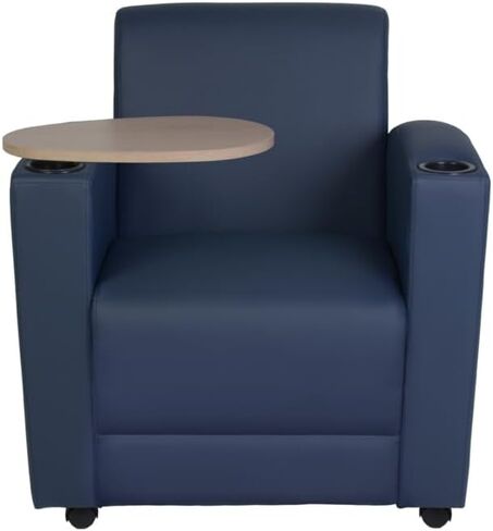Romig Stellar Tablet Arm Chair with 360-Degree Swiveling Tablet, Black Upholstery, Java Finish, Ergonomic Design for Office, Home, Study, or Lounge Seating in Saudi Arabia