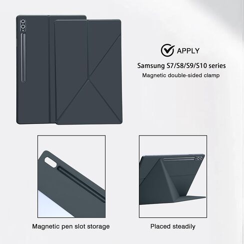 Magnetic Case for Samsung Galaxy Tab S10 FE/S9 FE 10.9" /S9 11" /S10 Lite (SM-X400/X520/X526B/X510/X516B/X710/X716B) Tablet with S-Pen Holder, Auto Wake/Sleep Smart Tablet Cover, Grey in Saudi Arabia