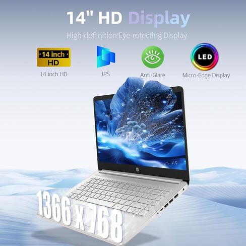 HP 14" Student Business Laptop computer, 1-Year Office365, Intel N150 CPU(Beats i3-1115G4), 16GB RAM, 384GB Storage (128GB UFS + 256GB MSD), WiFi 6, BT 5.4, Windows 11 Pro S, Pale Rose Gold, Bef-ectoy in Saudi Arabia