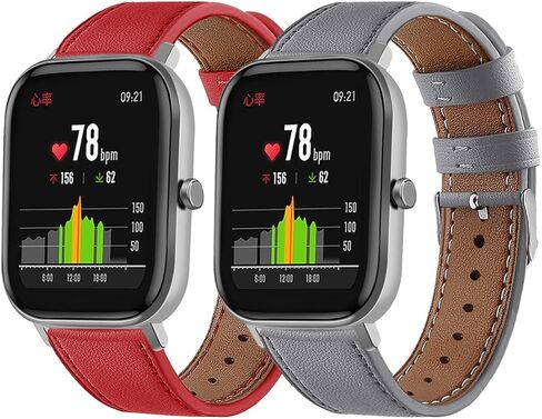 FitTurn Leather WatchBand Compatible with WNH IDW25/Faweio IDW26/Fitpolo IDW208P Smart Watch, Genuine Leather Replacement Sport Wrist Strap Bracelet with Stainless Metal Buckle in Kuwait