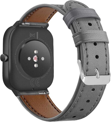 FitTurn Leather WatchBand Compatible with WNH IDW25/Faweio IDW26/Fitpolo IDW208P Smart Watch, Genuine Leather Replacement Sport Wrist Strap Bracelet with Stainless Metal Buckle in Kuwait