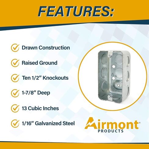 Outlet Box Kit, 2x4'' Utility Electrical Box, Tamper Resistant 20 Amp Duplex Receptacle Outlet, Duplex Receptacle 2x4'' Cover, Green Pigtail Grounding Wire and Screw, Ten 1/2'' Knockouts in Kuwait