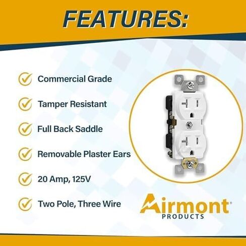 Outlet Box Kit, 2x4'' Utility Electrical Box, Tamper Resistant 20 Amp Duplex Receptacle Outlet, Duplex Receptacle 2x4'' Cover, Green Pigtail Grounding Wire and Screw, Ten 1/2'' Knockouts in Kuwait