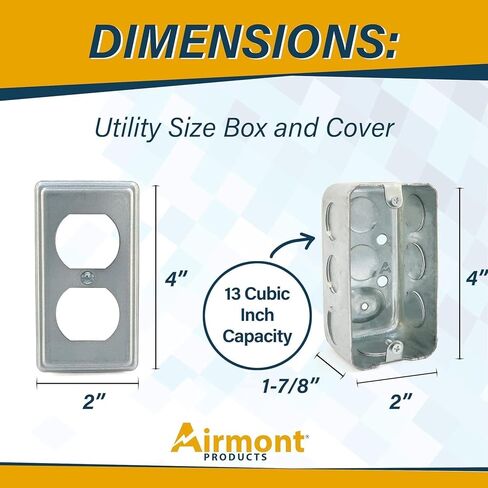 Outlet Box Kit, 2x4'' Utility Electrical Box, Tamper Resistant 20 Amp Duplex Receptacle Outlet, Duplex Receptacle 2x4'' Cover, Green Pigtail Grounding Wire and Screw, Ten 1/2'' Knockouts in Kuwait