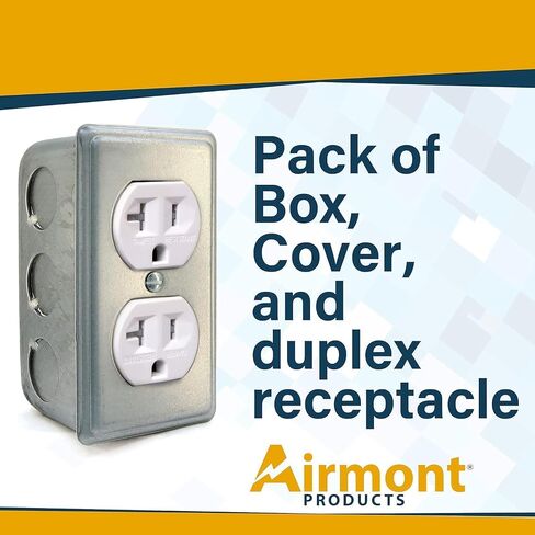 Outlet Box Kit, 2x4'' Utility Electrical Box, Tamper Resistant 20 Amp Duplex Receptacle Outlet, Duplex Receptacle 2x4'' Cover, Green Pigtail Grounding Wire and Screw, Ten 1/2'' Knockouts in Kuwait