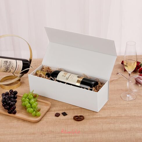 ROSEGLD 2 علب هدايا النبيذ 13x4.1x3.8 بوصة، علب هدايا الزجاجات للمشروبات الكحولية والشمبانيا، علب هدايا قابلة للطي بإغلاق مغناطيسي (ذهبي وردي لامع مع نسيج شبكي) in Kuwait