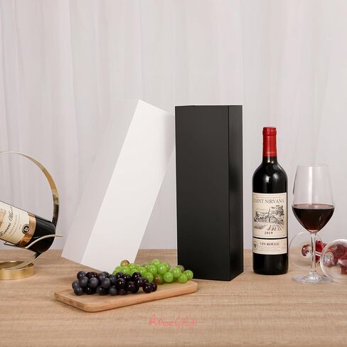 ROSEGLD 2 علب هدايا النبيذ 13x4.1x3.8 بوصة، علب هدايا الزجاجات للمشروبات الكحولية والشمبانيا، علب هدايا قابلة للطي بإغلاق مغناطيسي (ذهبي وردي لامع مع نسيج شبكي) in Kuwait