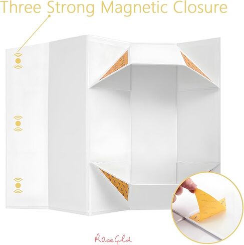 ROSEGLD 2 علب هدايا النبيذ 13x4.1x3.8 بوصة، علب هدايا الزجاجات للمشروبات الكحولية والشمبانيا، علب هدايا قابلة للطي بإغلاق مغناطيسي (ذهبي وردي لامع مع نسيج شبكي) in Kuwait