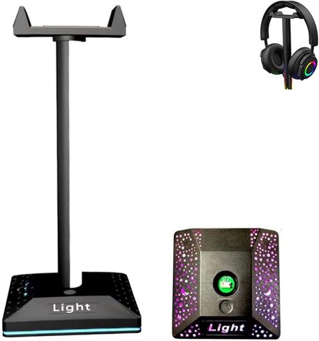 MOCIUN RGB Gaming Headphone Stand, Headset Gaming Headset Stand with Usb2.0 Hub and 3.5mm Port Audio T-ouch Control Led Strip Lamp Backlight Computer Desktop Display Holder USB Port (A) in Saudi Arabia
