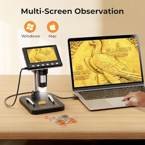 4.3 بوصة من المجهر الرقمي LCD ، 1000x Machifier USB مع شاشة لنظام التشغيل Windows PC & MAC ، 8 مصابيح LED قابلة للتعديل لإصلاح الإلكترونيات ، اللحام ، فحص العملة المعدنية in Kuwait