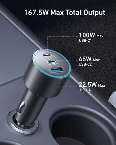 Anker USB-C Car Charger with 360° Adjustable Magnetic Car Charger in Kuwait