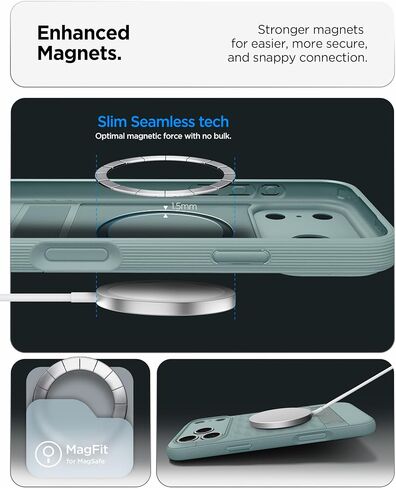 Spigen for iPhone 17 Pro Case ، Parallax S Magfit [TPU Covered Camera Control] [Kickstand] [متوافق مع Magsafe] - أسود غير لامع in Kuwait