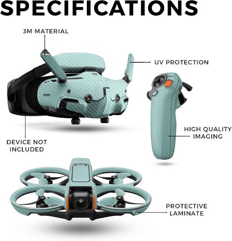 كربون ألياف بدون طيار متوفرة مع حزمة DJI Avata 2 (2024) - Seafoam الصلبة - غطاء ملصق واقي فينيل 3M Premium 3M - يسهل تطبيقه | مصنوع في الولايات المتحدة الأمريكية من قبل Mayyskins in Saudi Arabia