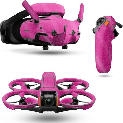 Glossy Glitter Drone Skin Compatible with DJI Avata 2 Bundle (2024) - Solid Hot Pink - Premium 3M Vinyl Protective Wrap Decal Cover - Easy to Apply | Crafted in The USA by MightySkins in Saudi Arabia
