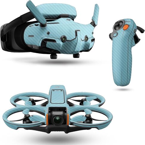 Carbon Fiber Drone Skin Compatible with DJI Avata 2 Bundle (2024) - Solid Baby Blue - Premium 3M Vinyl Protective Wrap Decal Cover - Easy to Apply | Crafted in The USA by MightySkins in Saudi Arabia