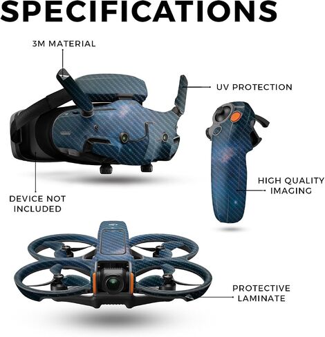 ألياف الكربون بدون طيار متوفرة مع حزمة DJI Avata 2 (2024) - سماء ليلية - غطاء ملصق واقي فينيل 3M Premium 3M - يسهل تطبيقه | مصنوع في الولايات المتحدة الأمريكية من قبل Mayyskins in Saudi Arabia