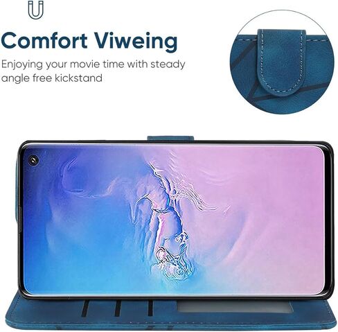 حالة Galaxy S10 Case ، Samsung S10 SM-G973U محفظة مع واقي شاشة زجاجي مقسى ، والجلد يشعر بوز in Saudi Arabia
