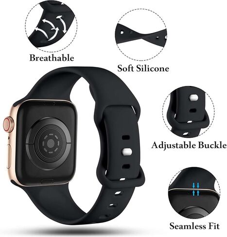 متوافق مع نطاقات Apple Watch 38mm 40mm 41mm 42mm 44mm 45mm 46mm 49mm للنساء ، حزام ناعم للسيليكون الرياضي مع حالة تخزين لسلسلة Iwatch Band Series 10 9 8 7 6 5 4 3 2 1 Se Ultra in Saudi Arabia