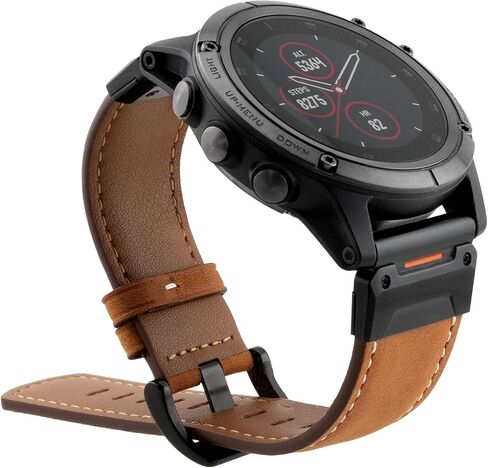 Abanen Genuine Leather Watch Band for Garmin Fenix 8 47mm / epix Pro 47mm / Instinct 3 45mm, QuickFit Retro Classic Wrist Strap for Fenix 7/6/5,Quatix 7 in Saudi Arabia