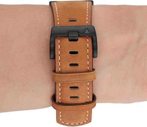 Abanen Genuine Leather Watch Band for Garmin Fenix 8 47mm / epix Pro 47mm / Instinct 3 45mm, QuickFit Retro Classic Wrist Strap for Fenix 7/6/5,Quatix 7 in Saudi Arabia
