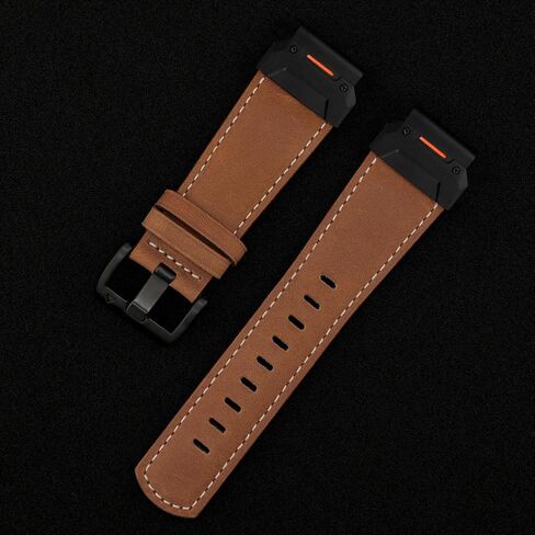 Abanen Genuine Leather Watch Band for Garmin Fenix 8 47mm / epix Pro 47mm / Instinct 3 45mm, QuickFit Retro Classic Wrist Strap for Fenix 7/6/5,Quatix 7 in Saudi Arabia