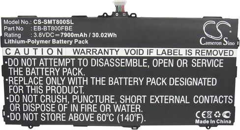 EB-BT800FBE ، استبدال البطارية 7900mAh لـ Samsung Chagall ، Galaxy Tab S 10.5 ، Tabs 10.5 ، SM-T800 ، SM-T801 ، SM-T805 ، SM-T805C ، SM-T805Y ، SM-T807 ، SM-T807A ، SM-T807PP in Kuwait