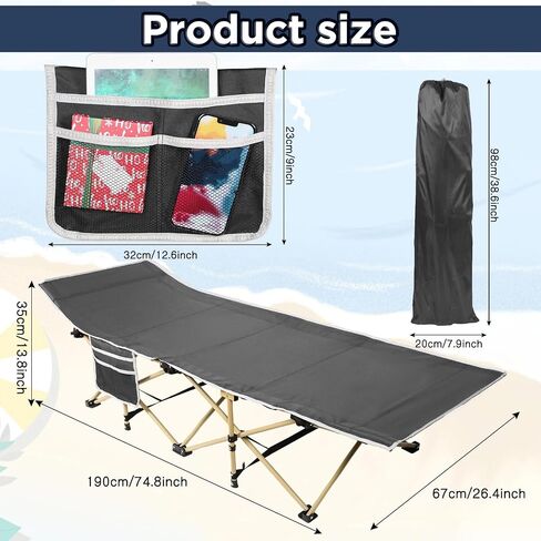 Wenqik 2 Pack 450lbs Max Load Camping Cot for Adults with Carry Bag Portable Folding Outdoor Sleeping Cot Heavy Duty Bed for Traveling Camp Military Office Nap Beach Home Lounging in Kuwait