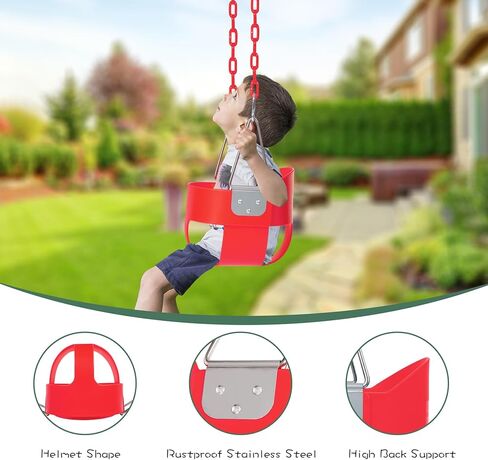 أرجوحة دلو كاملة عالية الظهر من RedSwing مع مجموعة كبيرة من مقاعد الأرجوحة شديدة التحمل (مثلث وسلسلة)، متضمنة أحزمة شجرة in Kuwait