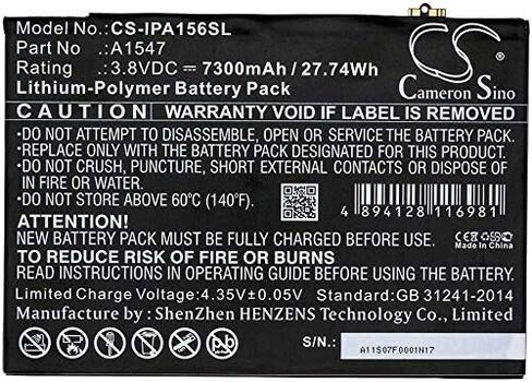 A1547, 7300mAh Battery Replacement for aapple A1547, A1566, A1567, 1pad 6, 1pad Air 2, MGKL2LL/A, MGL12LL/A, MGTX2LL/A, MH1J2LL/A, MH2M2LL/A in Saudi Arabia