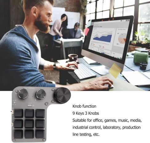 لوحة مفاتيح ميكانيكية واحدة ، 9 مفاتيح قابلة للبرمجة 3 مقابض ، لوحة مفاتيح ألعاب USB/Bluetooth المزدوجة للكمبيوتر الشخصي in Kuwait