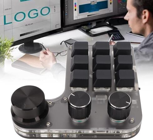 لوحة مفاتيح ميكانيكية واحدة ، 9 مفاتيح قابلة للبرمجة 3 مقابض ، لوحة مفاتيح ألعاب USB/Bluetooth المزدوجة للكمبيوتر الشخصي in Kuwait