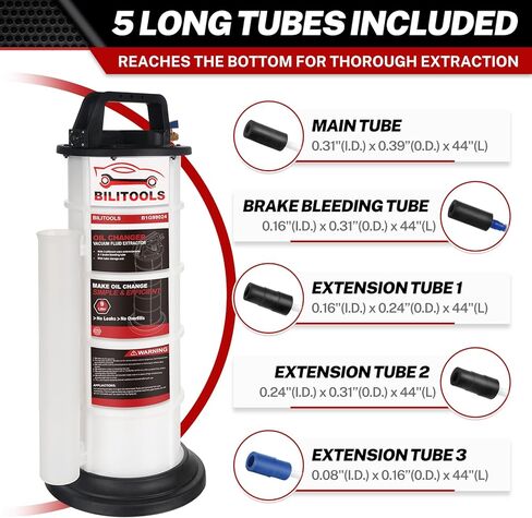 BILITOOLS 9L Pneumatic Oil Extractor Automotive Tool Vacuum Oil Fluid Changer Pump for Oil Change with Dipstick & Suction Hose in Kuwait