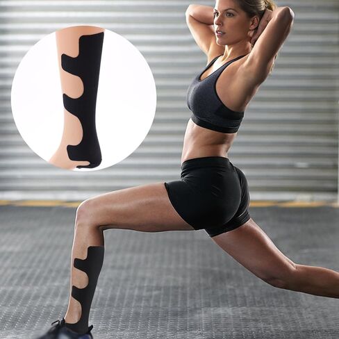 12pcs شريط علم الحركة قبل أن يوفر شريط الكعب الرياضي المقاوم للماء ، ومقاوم للماء وتنفس شريط التصحيح الرياضي المرن استرداد الاستقرار للأخيل ودعم العضلات in Saudi Arabia