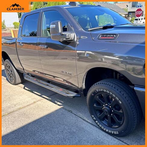 لوحات التشغيل لـ 2009-2018 Dodge Ram 1500 Crew Cab (بما في ذلك 2019-2024 1500 Classic) | 2010-2024 رام 2500/3500 كابينة الطاقم | قضبان نيرف بخطوات جانبية من بلاك روك سلايدرز مقاس 6.3 بوصات in Kuwait