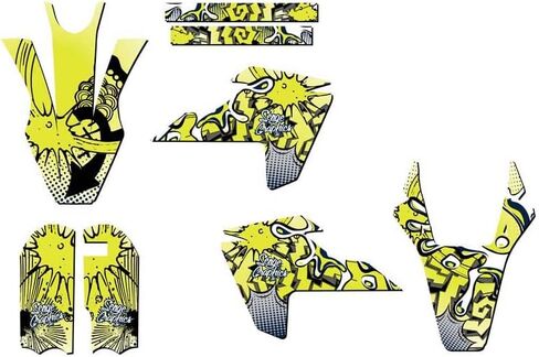 2018-2023 Mini TC 50 Zany Yellow Senge Graphics Base Kit Compatible with Husqvarna in Kuwait