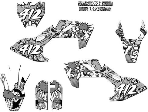 2018-2023 Mini TC 50 Zany Yellow Senge Graphics Base Kit Compatible with Husqvarna in Kuwait