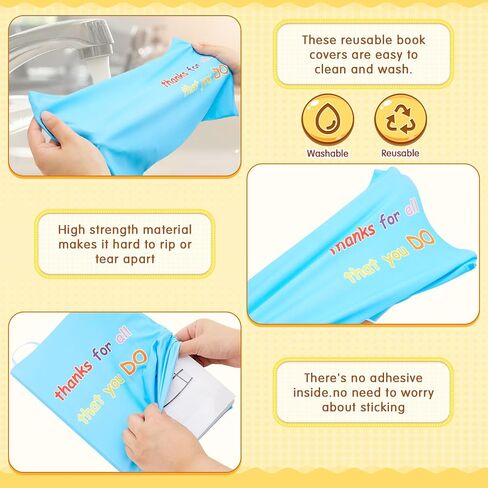 Teling 9 Pack Stretchable Book Cover Jumbo Fabric Book Covers Colorful Durable Washable Reusable Nylon Protective Covers for School Textbooks Hardcover Paperback Books 9 x 11 Inches in Kuwait