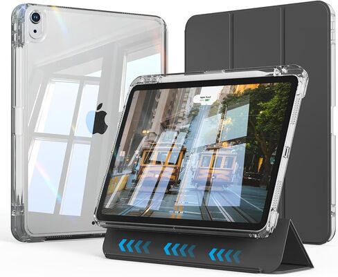 حالة مختلطة لجهاز iPad Air جديد 11 بوصة M3/M2 2025/2024 ، iPad AIR 5th/4th Gen 2022/2020 10.9 "مع حامل قلم رصاص ، غطاء منزلق قابل للإزالة 2-في 1 ، رقيقة وخفيفة ، نوم/نوم ، رمادي ، رمادي in Kuwait