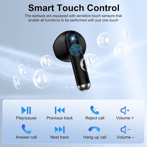 Wireless Earbuds Bluetooth Headphones for Samsung Galaxy S25 Ultra Edge A17 A16 A15 A54 A36 S24 S23 S22,60H Long Playtime LED Power Display IP7 Waterproof in Ear Earphone with Mic for iPhone 16e 16 15 in Kuwait