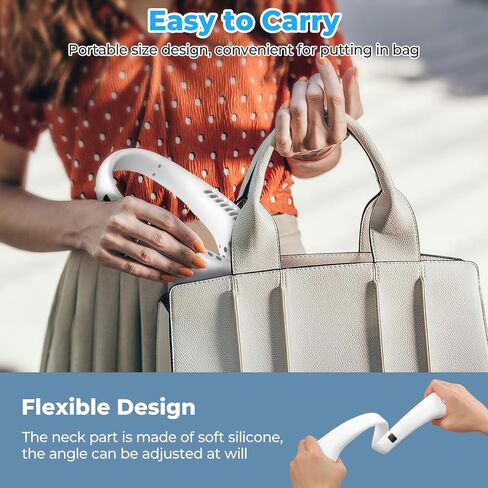 Portable Neck Fan 5 Gear Portable Leafless Digital Display Hanging Neck 2600mAh Large Capacity Rechargeable Fan 360° Cooling Wearable Mini Fan for Men Women Kids Home Office Travel Outdoor (White) in Saudi Arabia